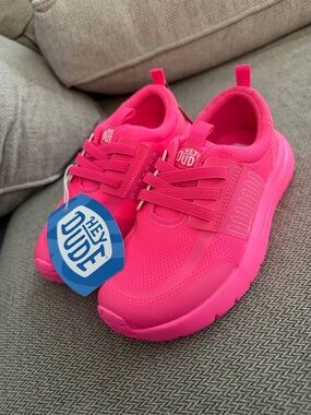 Hey Dude Kids Neon Pink Slip-On Sneakers